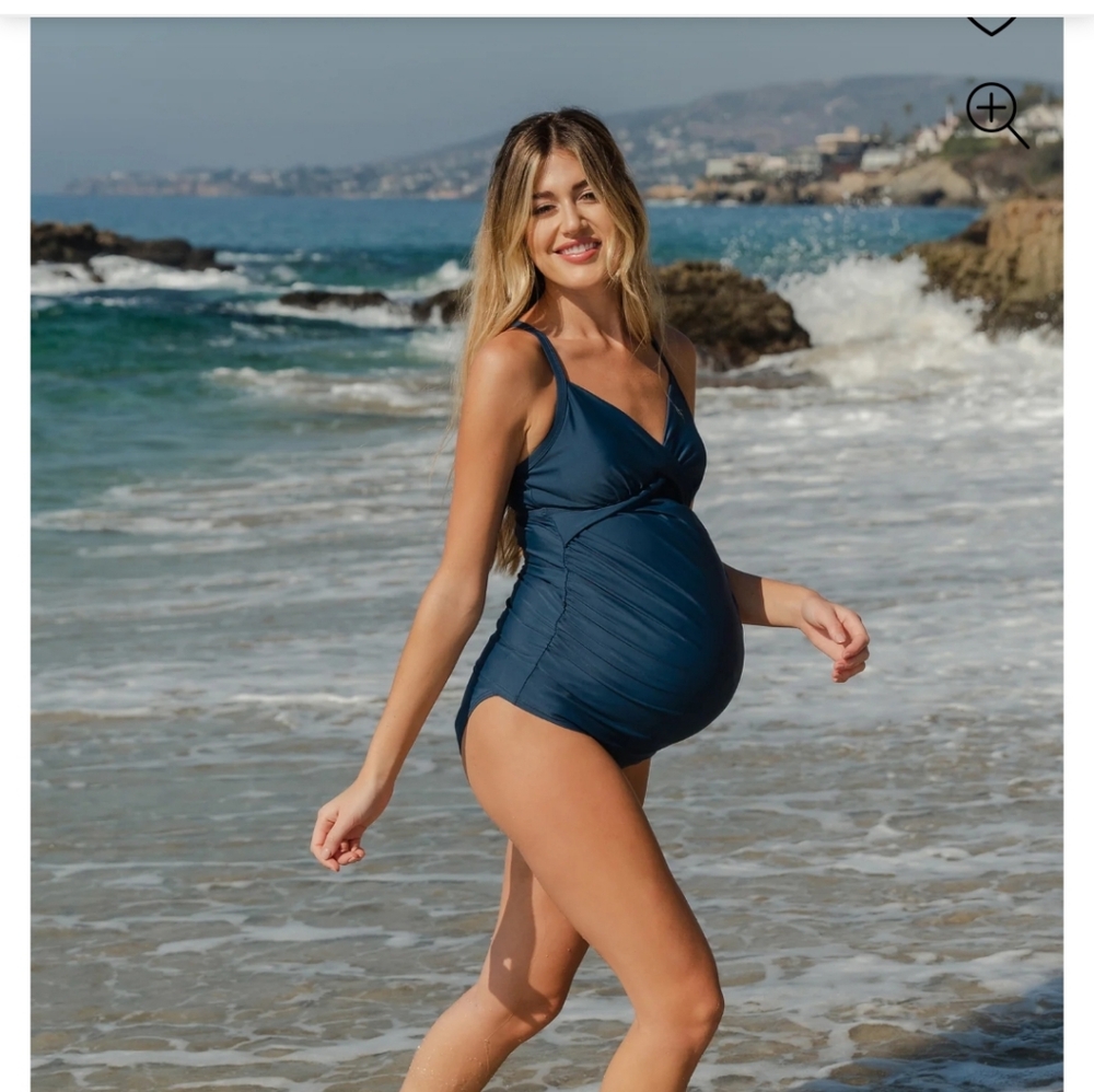 Pinkblush Navy Blue Maternity Tankini Top